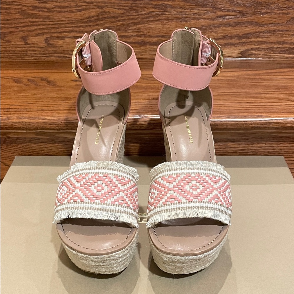 Tommy Hilfiger Pink and Cream Espadrille Sandals
